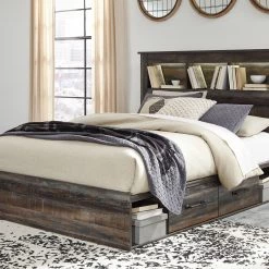 Ashley Drystan Queen Bookcase Bed With 2 Side Storage - Multi Beds