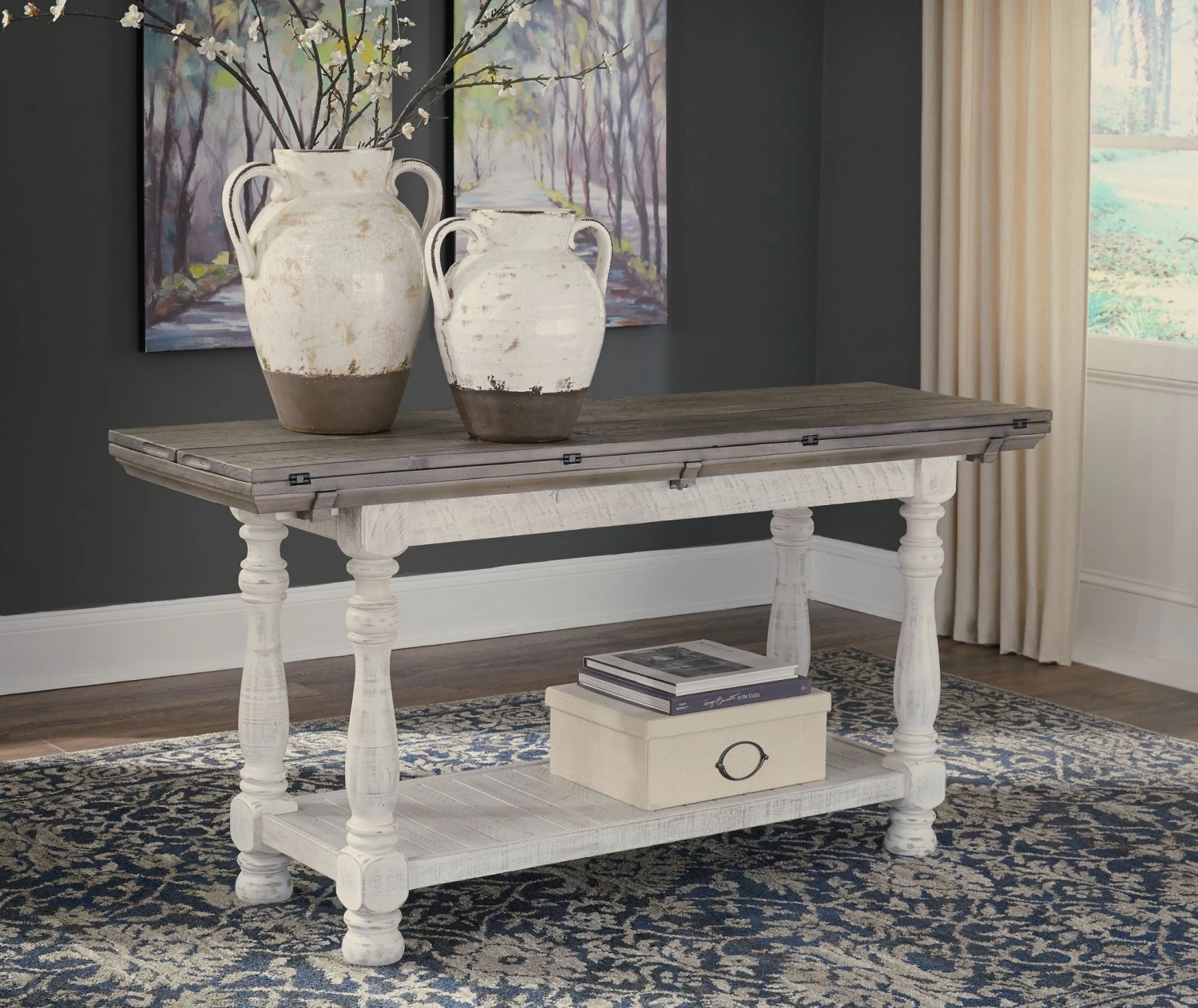 Ashley Living Room Havalance - Gray/White - Flip Top Sofa Table 1 Ashley Living Room Havalance - Gray/White - Flip Top Sofa Table