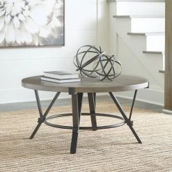 Ashley Living Room Zontini - Light Brown - Round Cocktail Table