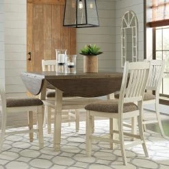 Ashley Bolanburg Two Tone Table & 4 Barstools Dining Room