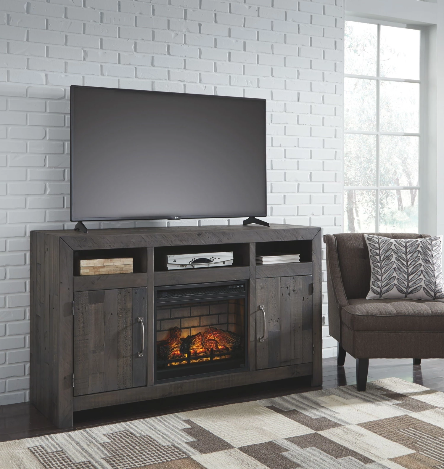 Ashley Mayflyn Large TV Stand With Fireplace - Accessories TV Fireplaces 1 Ashley Mayflyn Large TV Stand With Fireplace - Accessories TV Fireplaces