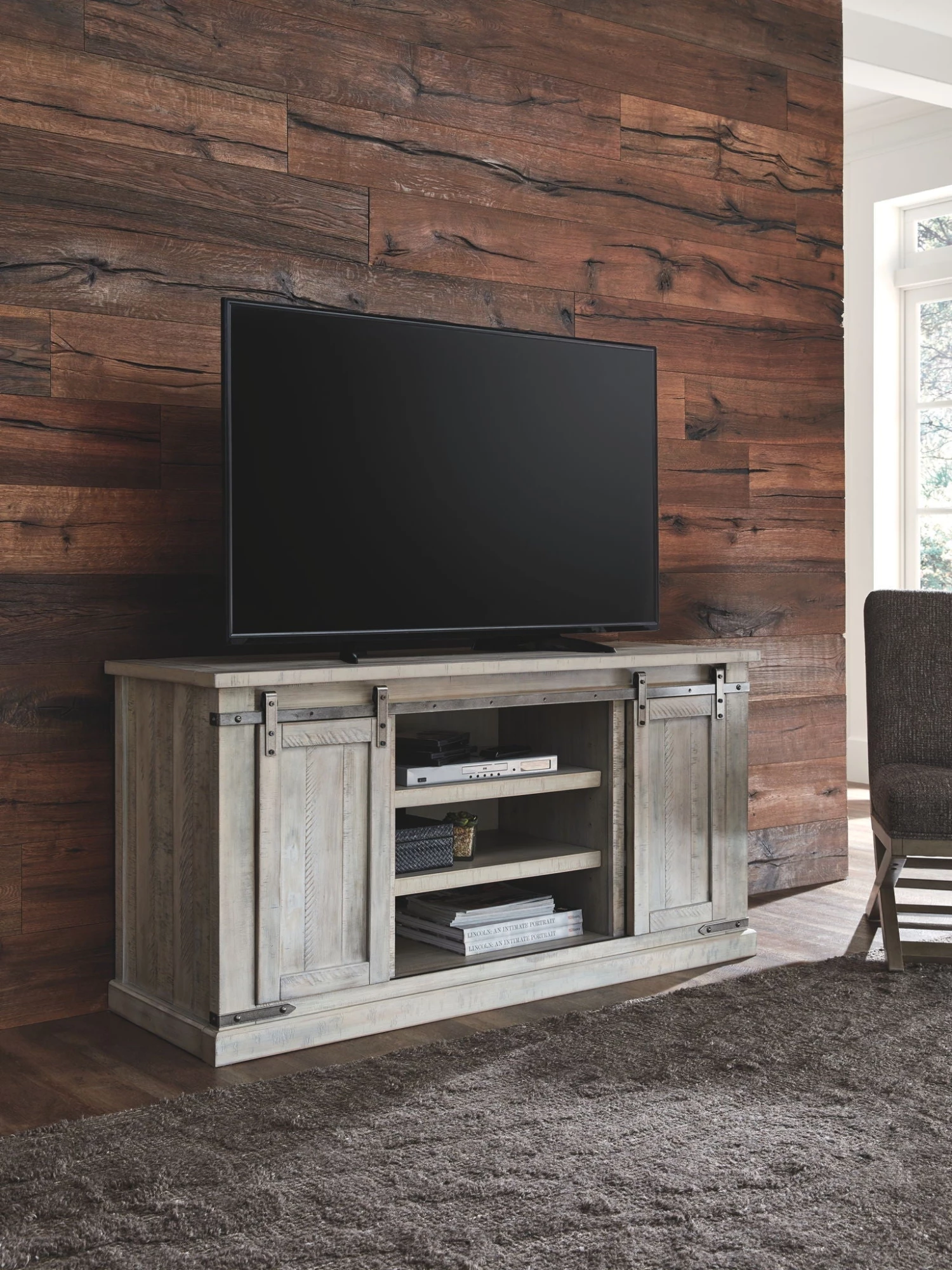 Ashley Carynhurst White Wash Large TV Stand 1 Ashley Carynhurst White Wash Large TV Stand
