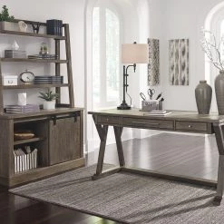 Ashley Luxenford Grayish Brown Large Leg Desk & Credenza With Hutch Office