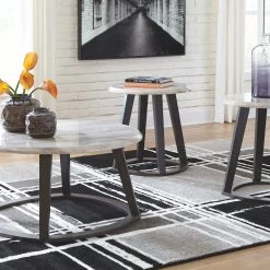 Ashley Luvoni - White/Dark Charcoal Gray - Occasional Table Set (3/CN)