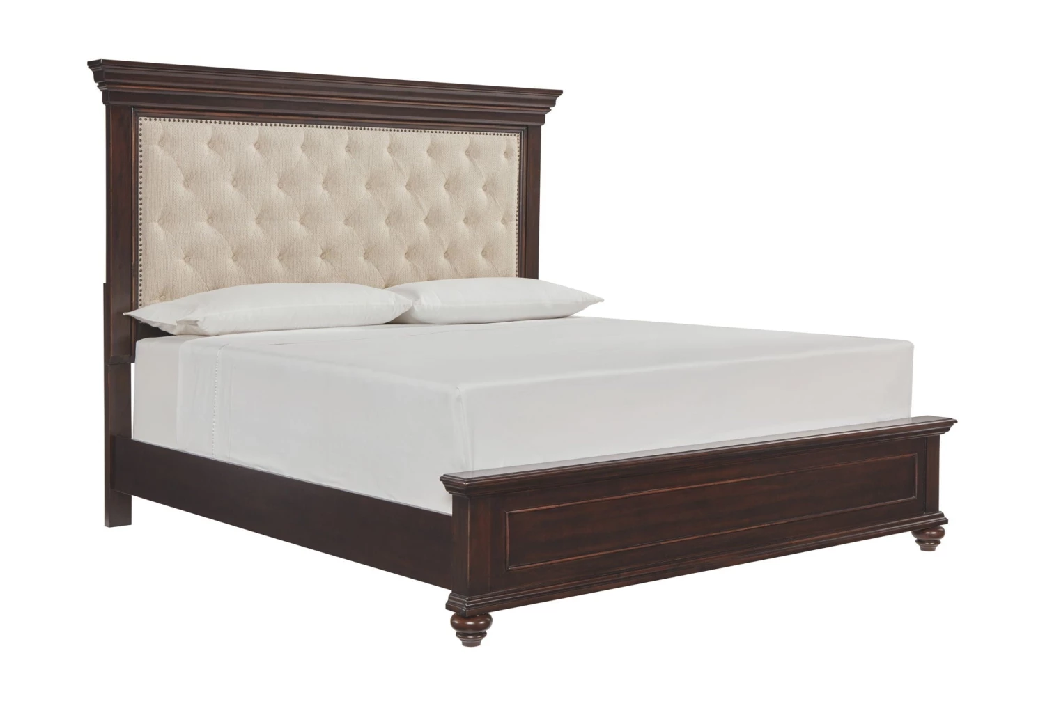 Ashley Brynhurst King Upholstered Bed - Dark - Brown 1 Ashley Brynhurst King Upholstered Bed - Dark - Brown