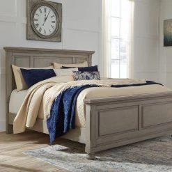 Ashley Beds Lettner King Panel Bed - Light - Gray