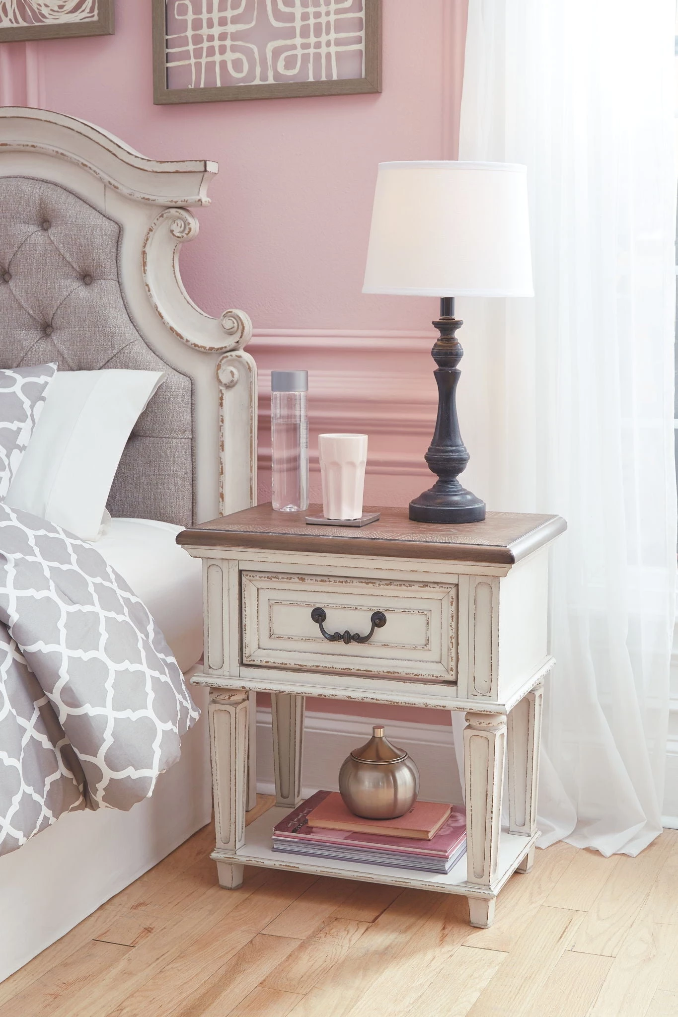 Ashley Bedroom Realyn - Chipped White - One Drawer Night Stand 1 Ashley Bedroom Realyn - Chipped White - One Drawer Night Stand