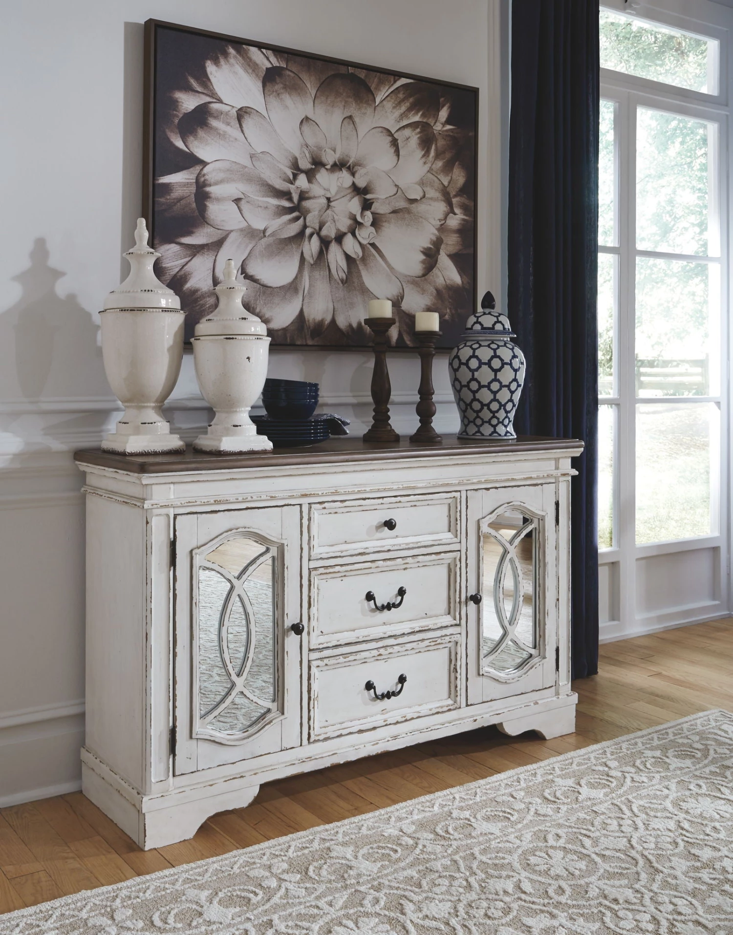 Ashley Realyn - Chipped White - Dining Room Server 1 Ashley Realyn - Chipped White - Dining Room Server