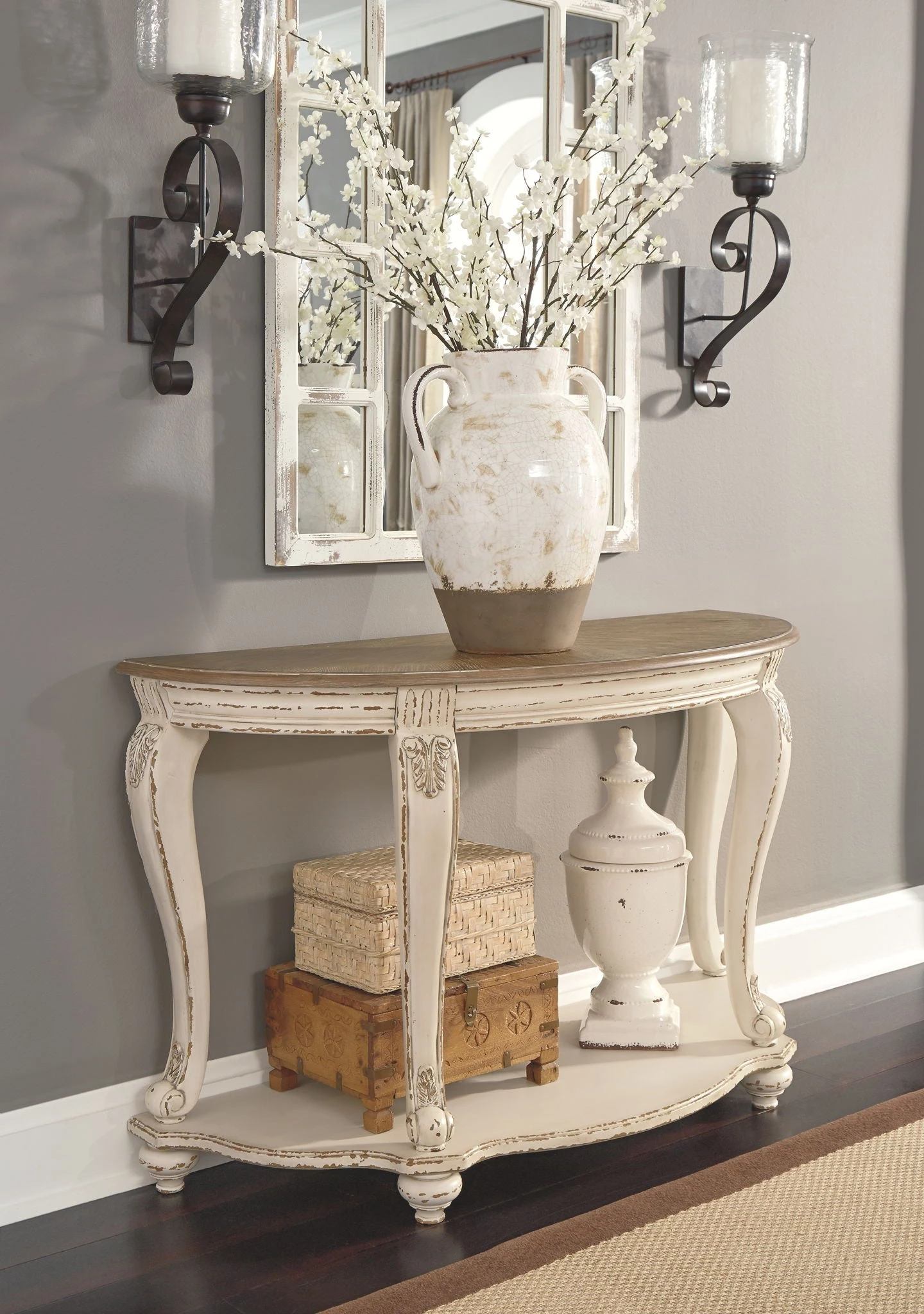 Ashley Living Room Realyn - White/Brown - Sofa Table 1 Ashley Living Room Realyn - White/Brown - Sofa Table