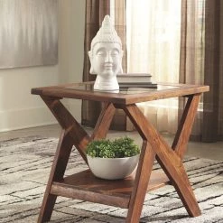 Ashley Charzine - Warm Brown - Rectangular End Table