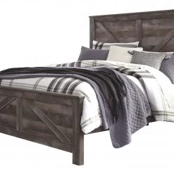 Ashley Wynnlow King Crossbuck Bed - Gray Beds