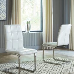 Ashley Dining Room Madanere - White/Chrome Finish - Dining Upholstered Side Chair