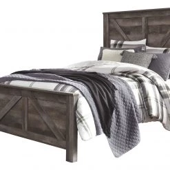 Ashley Wynnlow Queen Crossbuck Bed - Gray Beds
