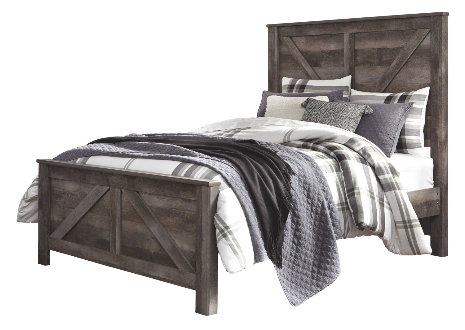 Ashley Wynnlow Queen Crossbuck Bed - Gray Beds 1 Ashley Wynnlow Queen Crossbuck Bed - Gray Beds