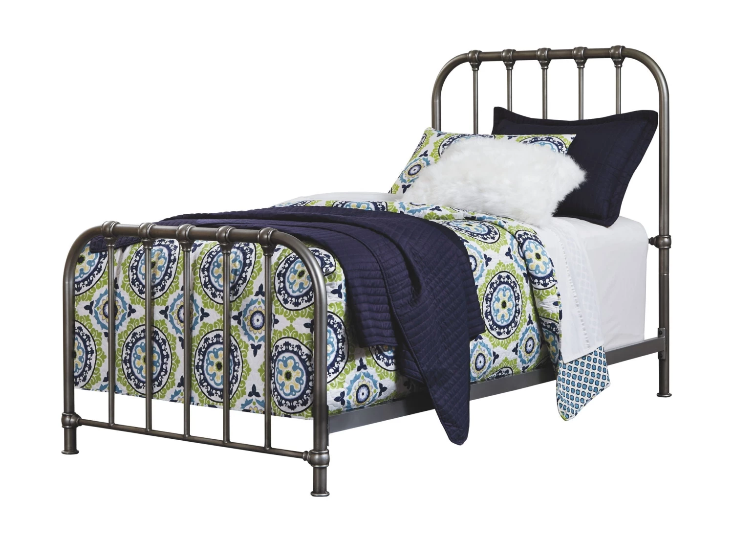 Ashley Bedroom Nashburg - Silver - Twin Metal HDBD/FTBD/Rails 1 Ashley Bedroom Nashburg - Silver - Twin Metal HDBD/FTBD/Rails