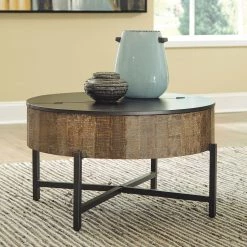 Ashley Living Room Nashbryn - Gray/Brown - Round Cocktail Table