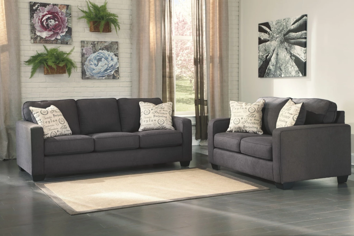 Ashley Alenya Charcoal Sofa & Loveseat Living Room 1 Ashley Alenya Charcoal Sofa & Loveseat Living Room