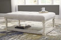 Ashley Shawnalore White Wash Ottoman Cocktail Table & 2 End Table Tables