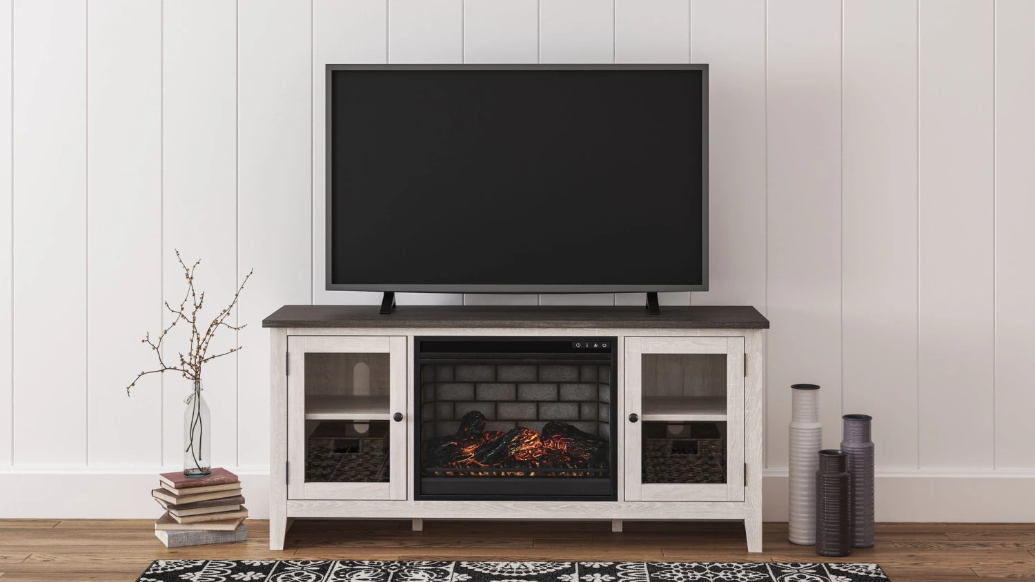 Ashley Dorrinson Large TV Stand With Fireplace Insert 1 Ashley Dorrinson Large TV Stand With Fireplace Insert