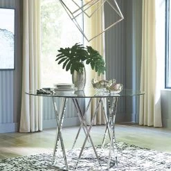 Ashley Madanere - Chrome Finish - Round Dining Room Table
