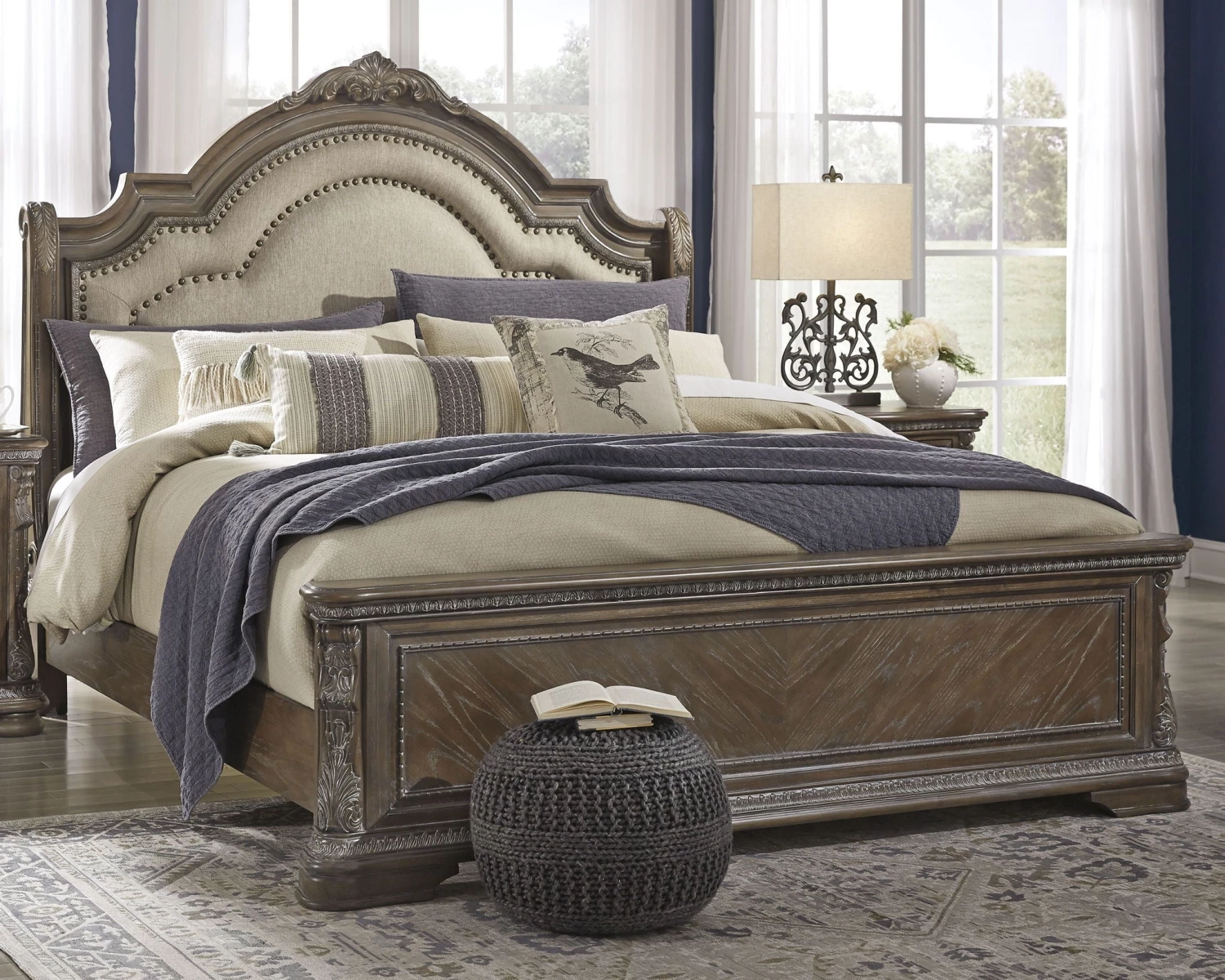 Ashley Charmond California King Upholstered Bed - Brown 1 Ashley Charmond California King Upholstered Bed - Brown