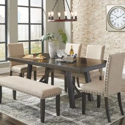 Ashley Rokane RECT DRM EXT Table, 4 Chairs & Upholstered Bench