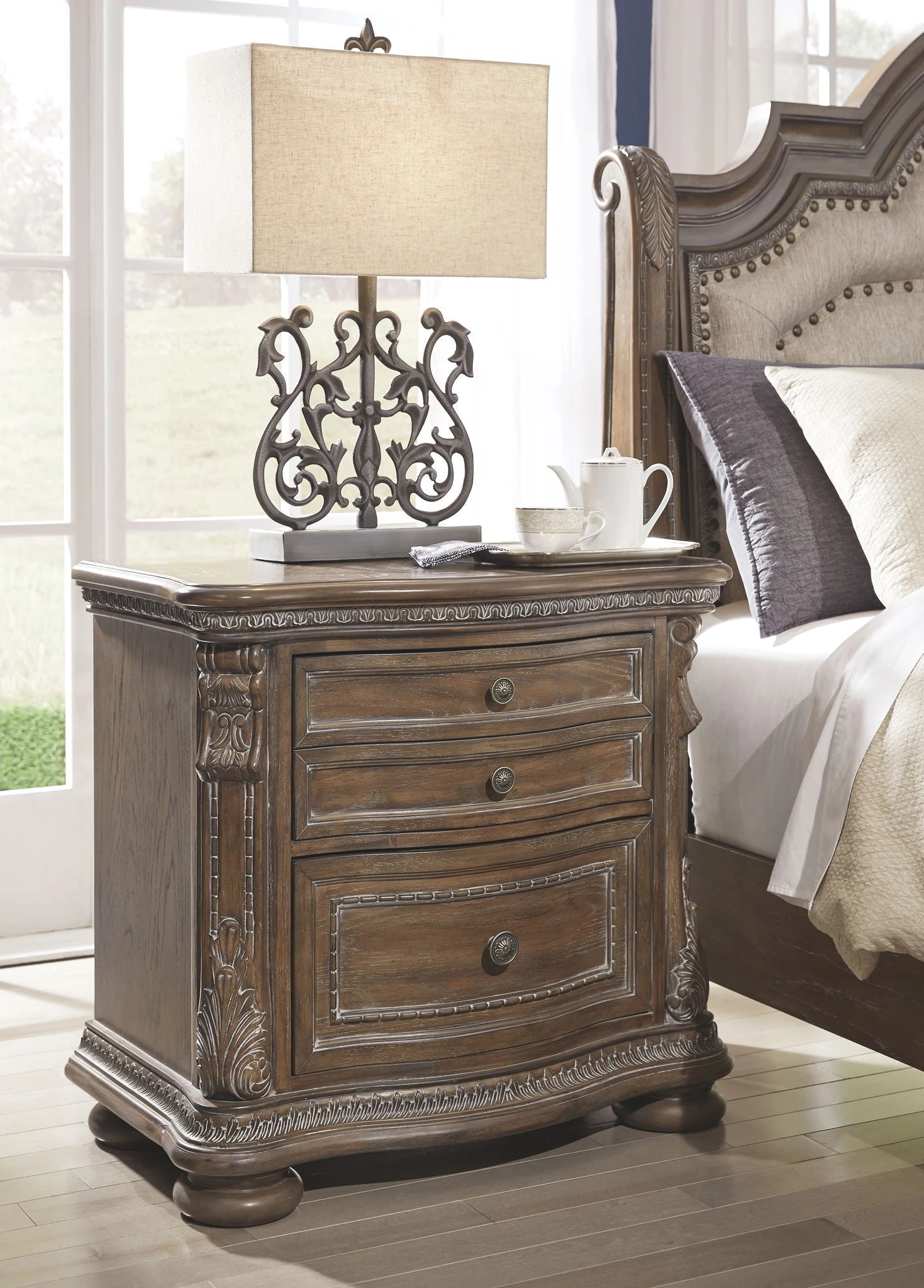 Ashley Charmond - Brown - Two Drawer Night Stand 1 Ashley Charmond - Brown - Two Drawer Night Stand