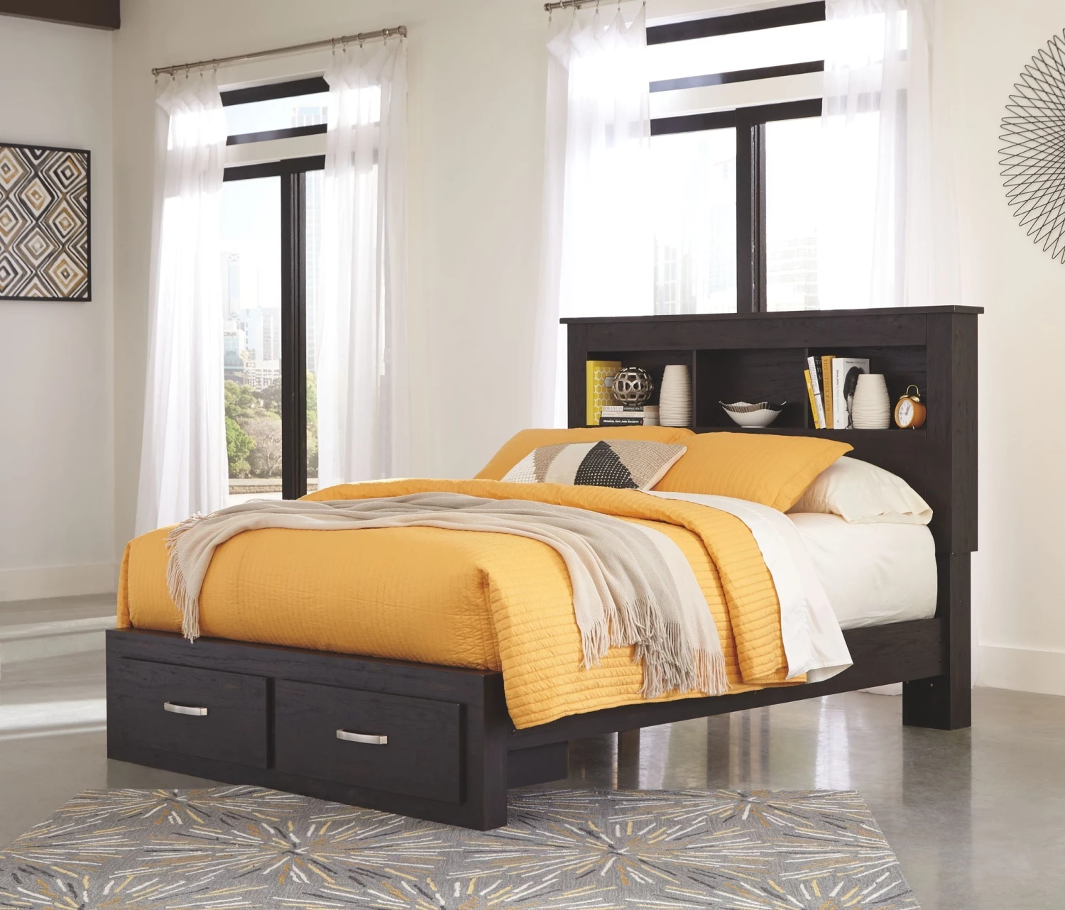 Ashley Reylow King Storage Bed - Dark - Brown Beds 1 Ashley Reylow King Storage Bed - Dark - Brown Beds