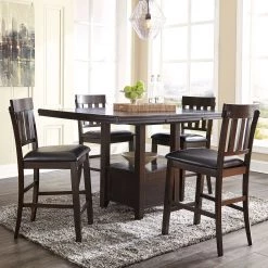 Ashley Dining Room Haddigan Dark Brown Counter Table & 4 Barstools