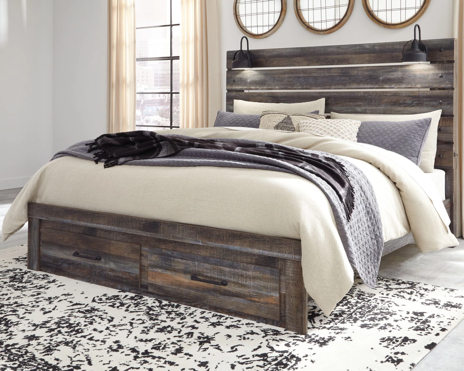 Ashley Drystan King Bed With Storage Footboard - Multi Beds 1 Ashley Drystan King Bed With Storage Footboard - Multi Beds