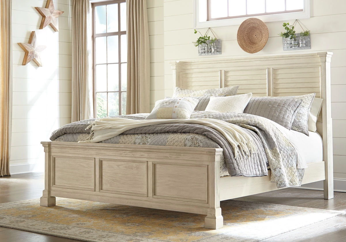Ashley Bolanburg King Louvered Bed - Antique - White 1 Ashley Bolanburg King Louvered Bed - Antique - White