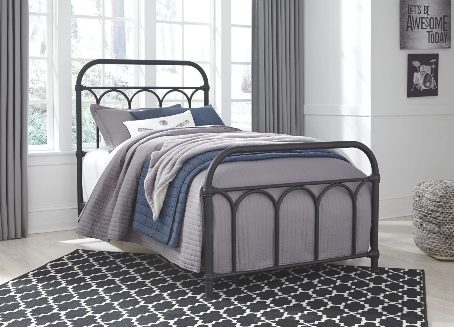 Ashley Bedroom Nashburg - Black - Twin Metal HDBD/FTBD/Rails 1 Ashley Bedroom Nashburg - Black - Twin Metal HDBD/FTBD/Rails