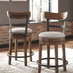 Ashley Valebeck - Brown - Upholstered Swivel Barstool