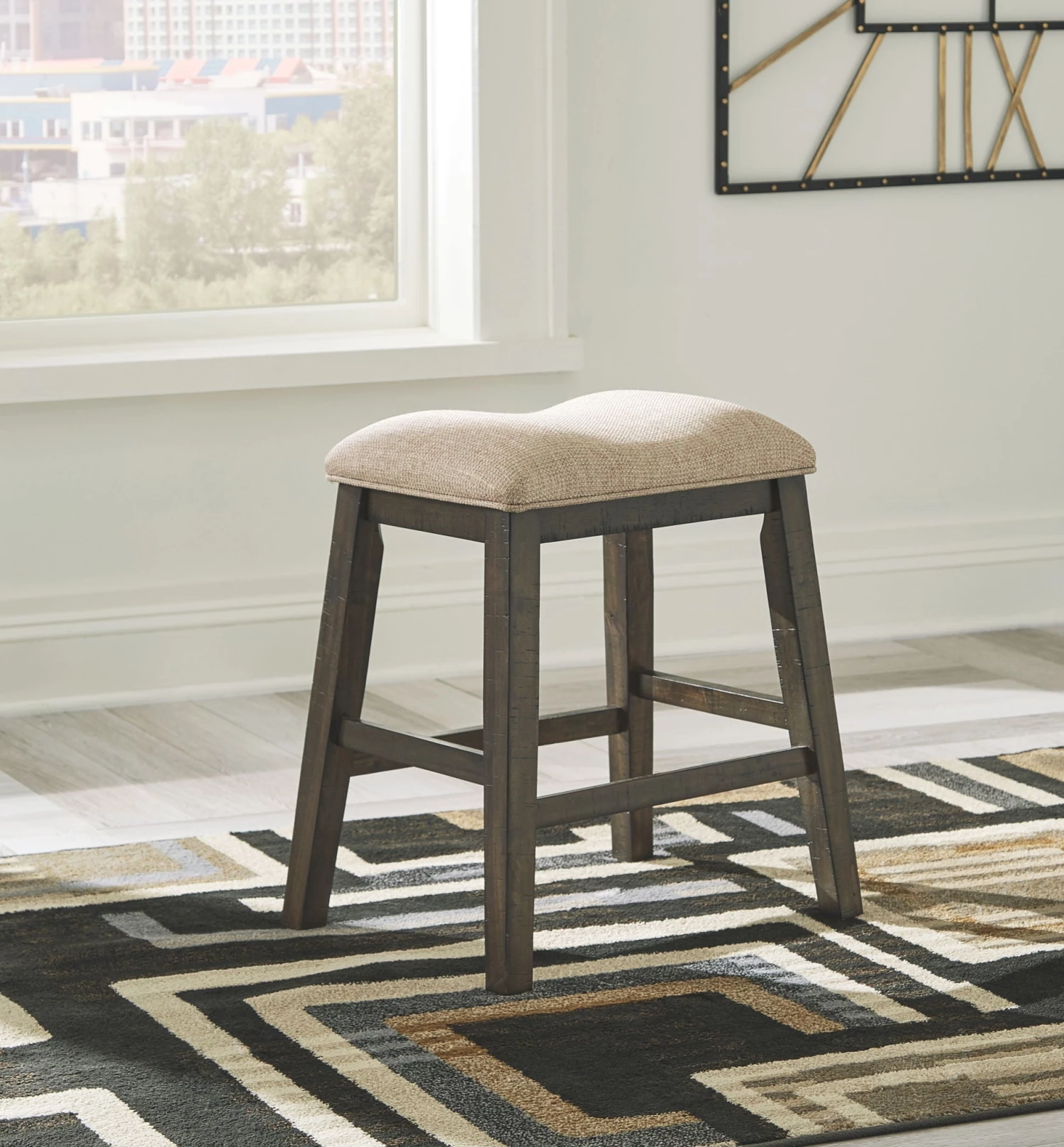 Ashley Dining Room Rokane - Light Brown - Upholstered Stool 1 Ashley Dining Room Rokane - Light Brown - Upholstered Stool
