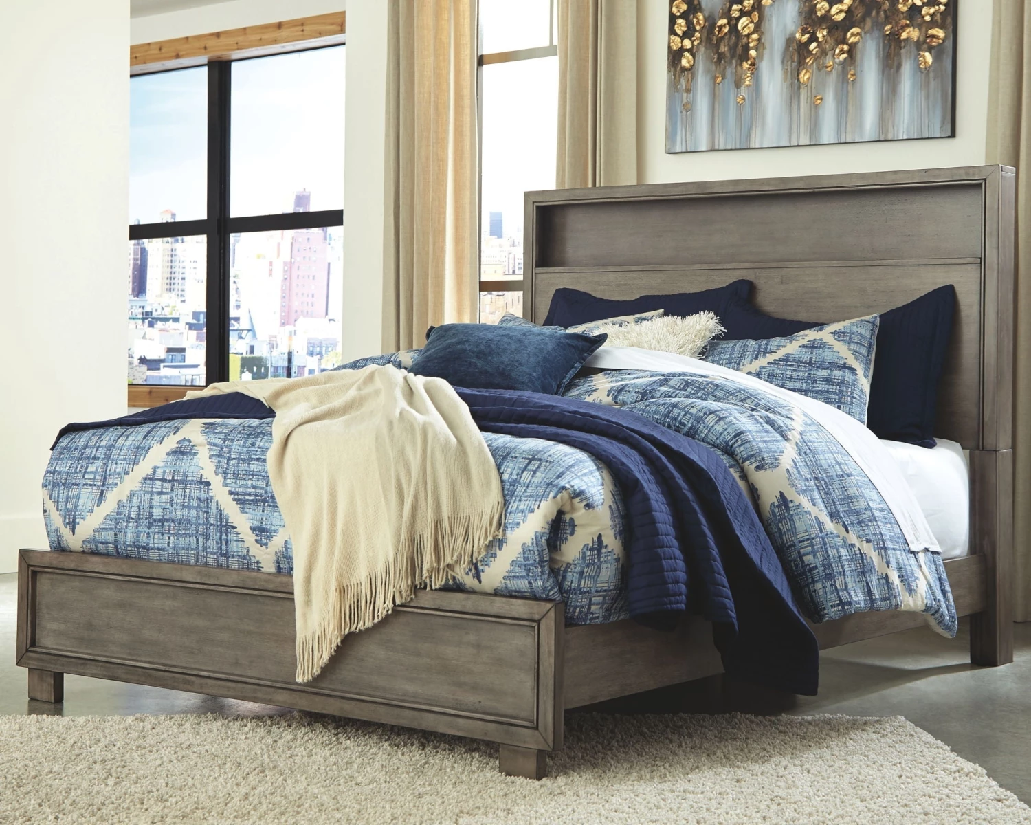 Ashley Beds Arnett King Storage Headboard Bed - Gray 1 Ashley Beds Arnett King Storage Headboard Bed - Gray