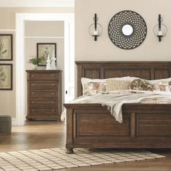 Ashley Flynnter Queen Panel Bed W/ Dresser Mirror And Nightstand Bedroom