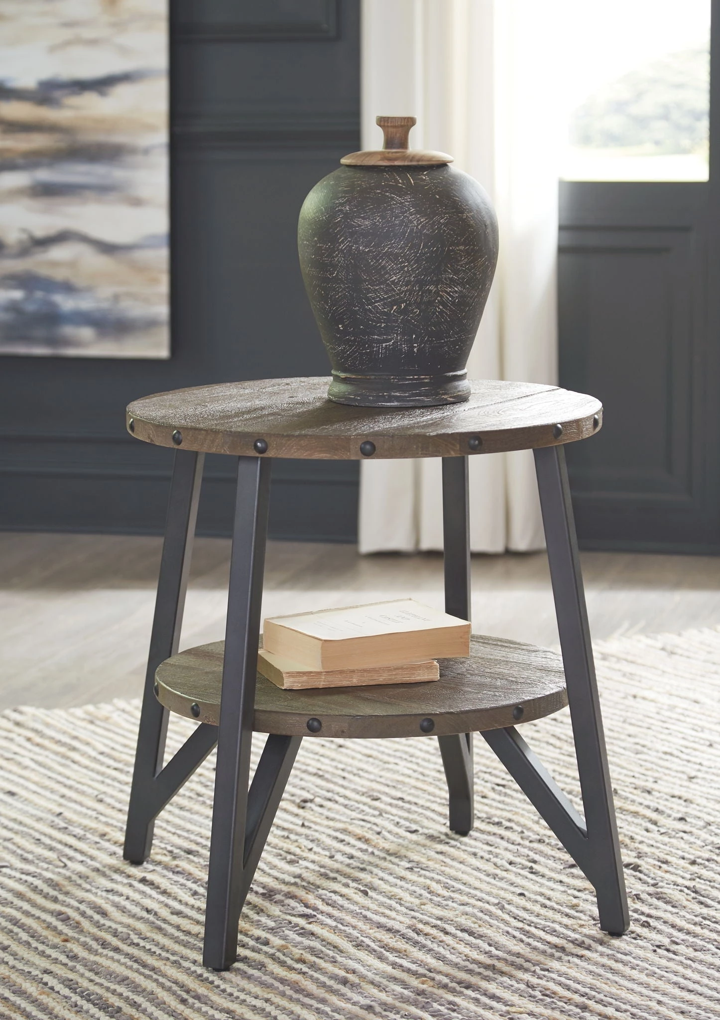 Ashley Haffenburg - Medium Brown - Round End Table 1 Ashley Haffenburg - Medium Brown - Round End Table