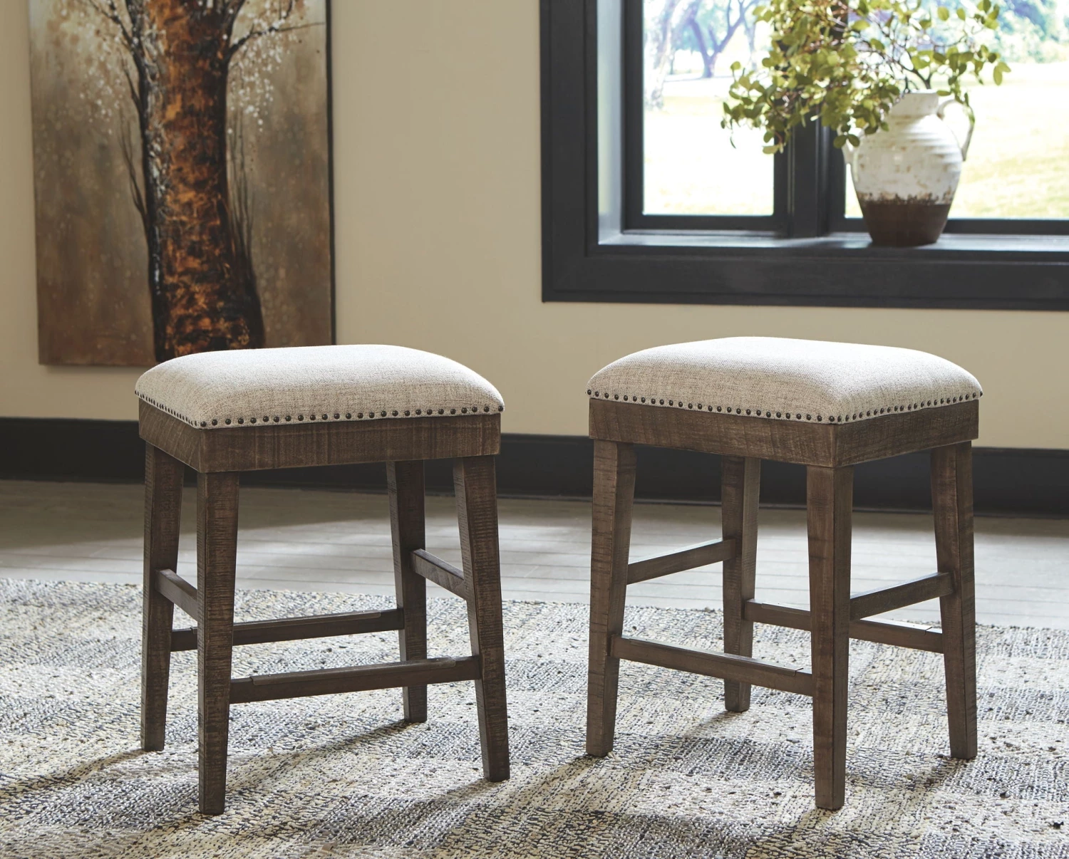 Ashley Wyndahl - Rustic Brown - Upholstered Stool Dining Room 1 Ashley Wyndahl - Rustic Brown - Upholstered Stool Dining Room