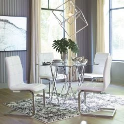 Ashley Madanere Table & 4 White Side Chairs Dining Room