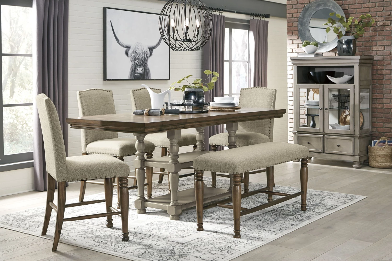Ashley Benches Lettner Dining Room Set W/ Bench 1 Ashley Benches Lettner Dining Room Set W/ Bench