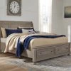 Ashley Beds Lettner California King Storage Bed - Light - Gray