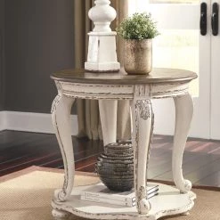 Ashley Realyn - White/Brown - Round End Table