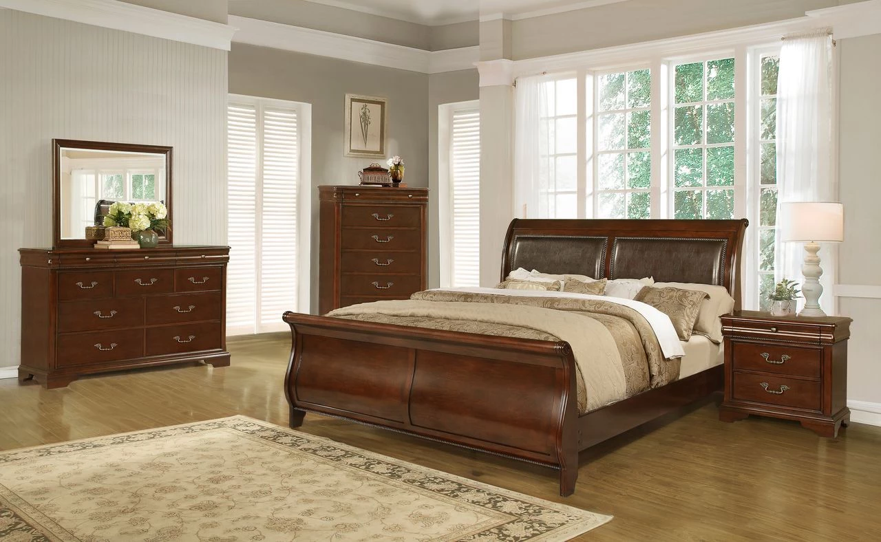 Beds Lifestyle Queen Sleigh Bed - Cherry 1 Beds Lifestyle Queen Sleigh Bed - Cherry