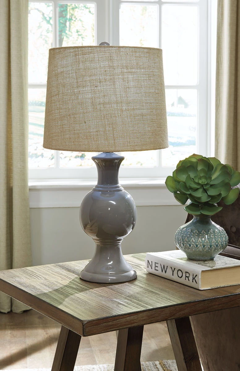 Ashley Magdalia- Gray Ceramic Table Lamp (1/CN) 1 Ashley Magdalia- Gray Ceramic Table Lamp (1/CN)