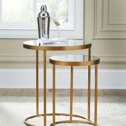 Ashley Majaci Gold Finish/White Accent Table (set Of 2) End Tables