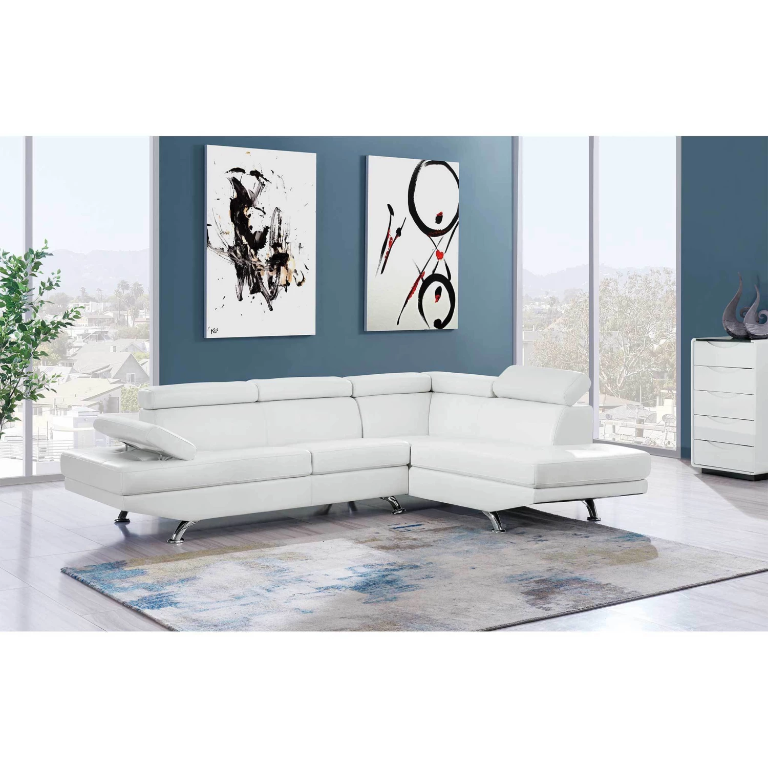 Global Living Room U9782 White 2 Piece Sectional 1 Global Living Room U9782 White 2 Piece Sectional